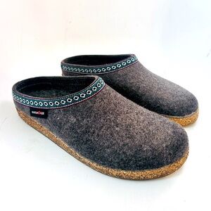 HAFLINGER GZ Classic Grizzly Wool Felt Clog Gray Mens Size 45 us 12